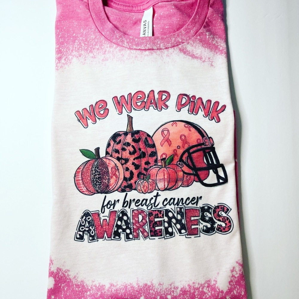 Pink Bella canvas bleached shirt for cancer awareness